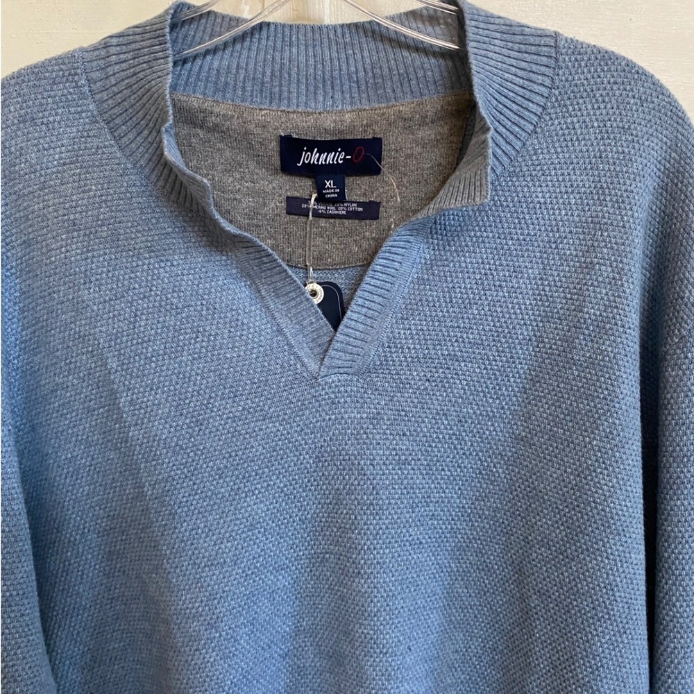Merino Wool Cotton Cashmere Blend Johnnie-O XL Breeze 1/4 Zip Mock Neck Sweater - Picture 5 of 10